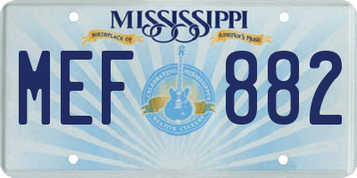 MS license plate MEF882
