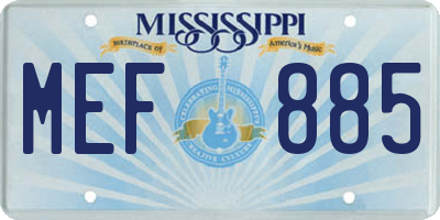 MS license plate MEF885