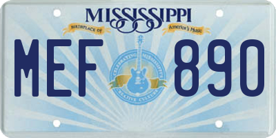 MS license plate MEF890