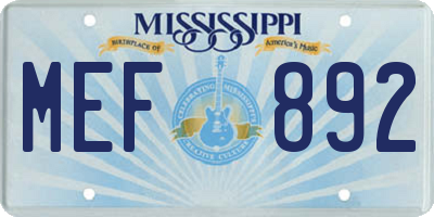 MS license plate MEF892