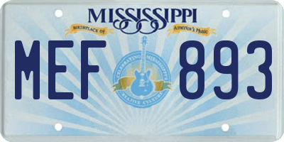 MS license plate MEF893