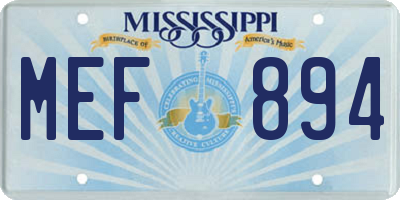 MS license plate MEF894