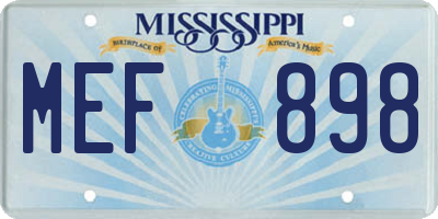 MS license plate MEF898