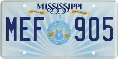 MS license plate MEF905