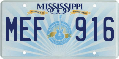 MS license plate MEF916