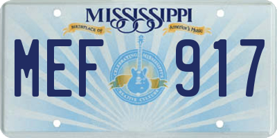 MS license plate MEF917