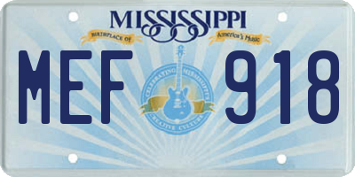 MS license plate MEF918