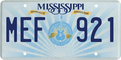 MS license plate MEF921