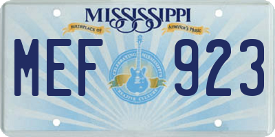 MS license plate MEF923