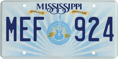 MS license plate MEF924