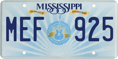 MS license plate MEF925