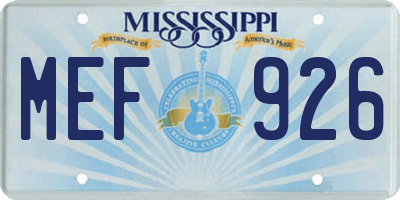 MS license plate MEF926