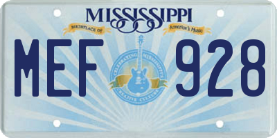 MS license plate MEF928