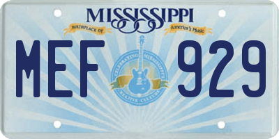 MS license plate MEF929