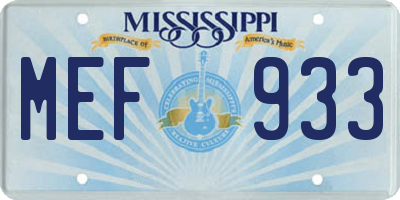 MS license plate MEF933