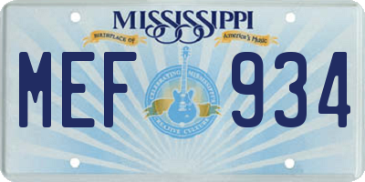 MS license plate MEF934