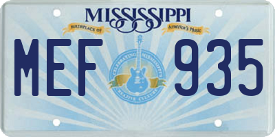 MS license plate MEF935