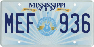 MS license plate MEF936