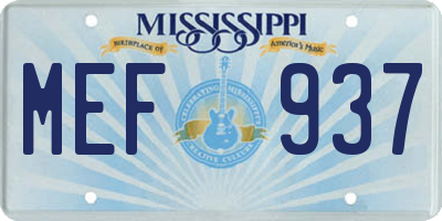 MS license plate MEF937