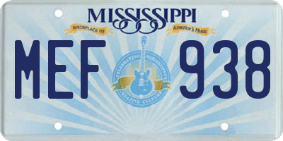 MS license plate MEF938