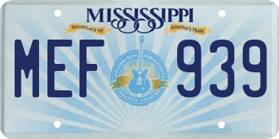MS license plate MEF939