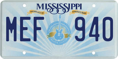 MS license plate MEF940