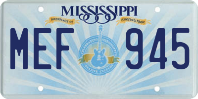 MS license plate MEF945