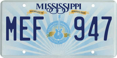 MS license plate MEF947