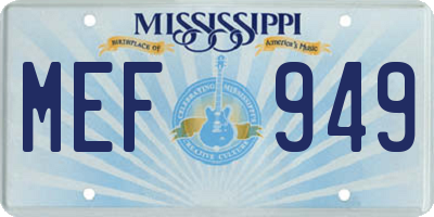 MS license plate MEF949