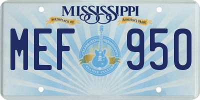 MS license plate MEF950