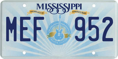 MS license plate MEF952