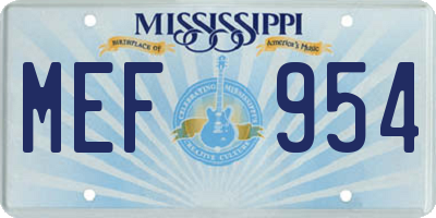 MS license plate MEF954
