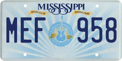 MS license plate MEF958