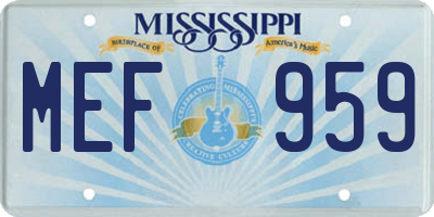 MS license plate MEF959