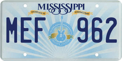 MS license plate MEF962
