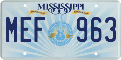 MS license plate MEF963