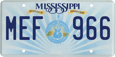 MS license plate MEF966