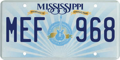 MS license plate MEF968