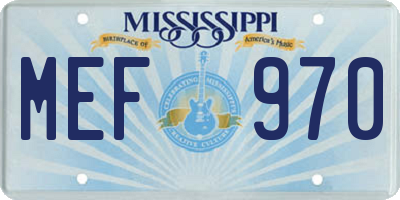 MS license plate MEF970