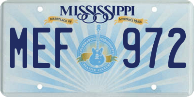 MS license plate MEF972
