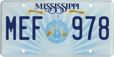 MS license plate MEF978