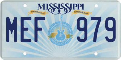 MS license plate MEF979