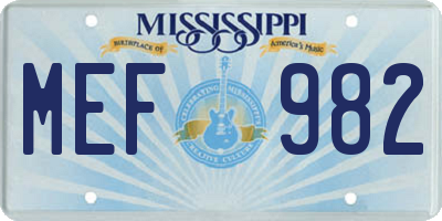 MS license plate MEF982