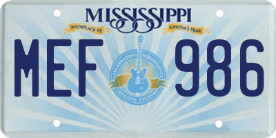 MS license plate MEF986