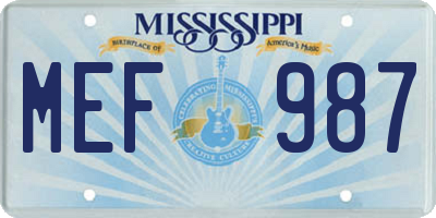 MS license plate MEF987