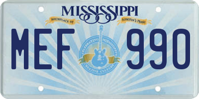 MS license plate MEF990