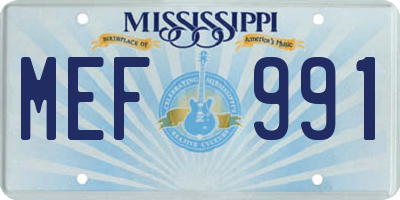 MS license plate MEF991