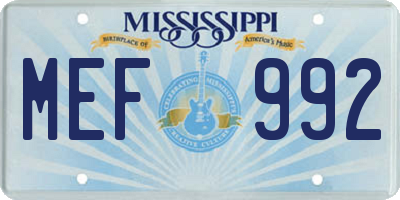 MS license plate MEF992