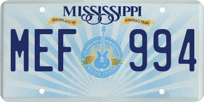 MS license plate MEF994