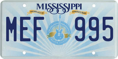 MS license plate MEF995